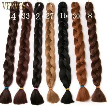 VERVES Braiding Hair Long 100 cm Folded Synthetic Jumbo Braids 165g/Piece Brown Black Pink Pure Color Braid Hair Extensions 1