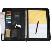 Черный/синий/красный бизнес на молнии из искусственной кожи Портфолио a4 документы папка чехол сумка менеджера планшеты PC mobile padfolio binder