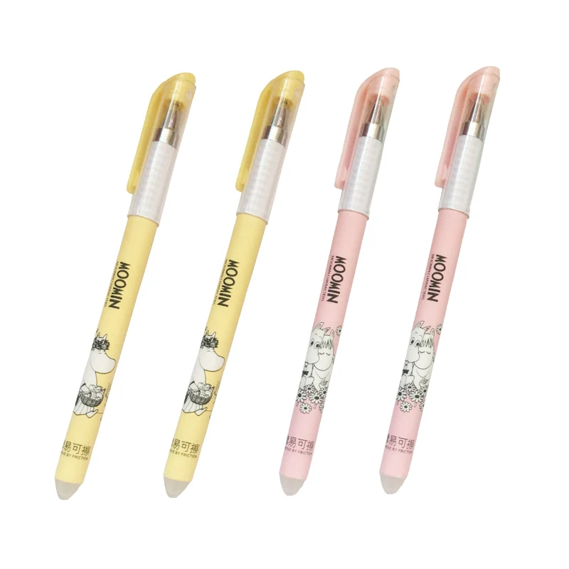 4 pcs /set Kawaii Moomin Erasable Pen Blue/Black Erasable Gel Pen School Pens Office Writing Supplies Cute Student Stationery