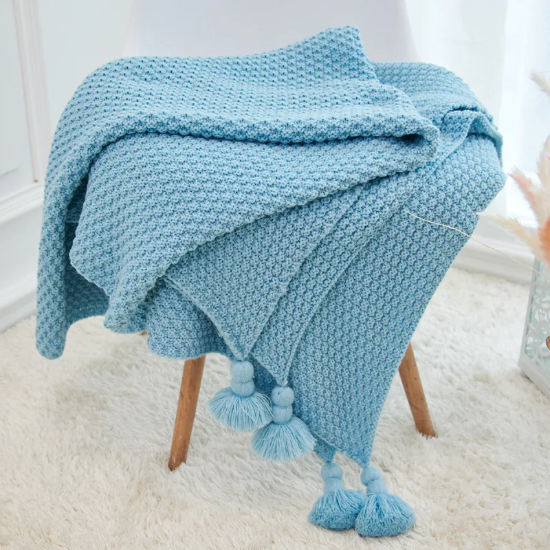 Вязаное одеяло с кисточками в европейском и американском стиле, Клетчатое одеяло с ананасом, декоративное одеяло для дивана, для спальни, гостиной