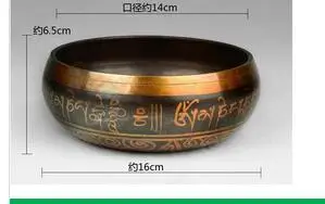 Copper Brass craft 14cm MEDITATION HEALING GENUINE GLORIOUS OLD YOGA RARE TIBETAN SINGING BOWL copper Wholesale brass Bowls Str