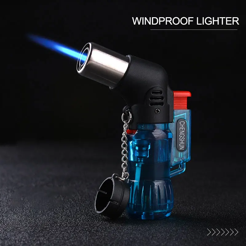 Мини бутан струйный фонарь для сигарет; защита от ветра зажигалка пластиковый случайного цвета Горелка зажигания без газа дропшиппинг X