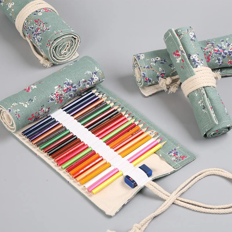

Kawaii Rolling Pencil-case 36/48/72Hole Pencil Case Cute Girls Pouch Pencilcase Storage Vintage Cases School For Kids Pencils