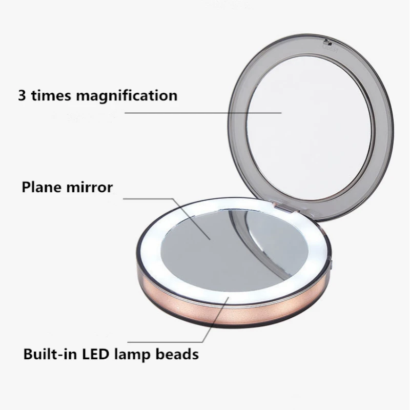 Мини портативный светодиодный светильник зеркало для макияжа 1X 3X усиление usb зарядка сенсорный индукционный ручной складной зеркальный ночной Светильник