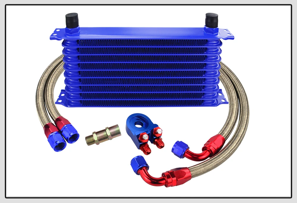 WLR-Универсальный 10 рядов масляный радиатор комплект+ Масляный фильтр Сэндвич адаптер+ нержавеющая сталь плетеный Масляный шланг с PQY стикер+ коробка