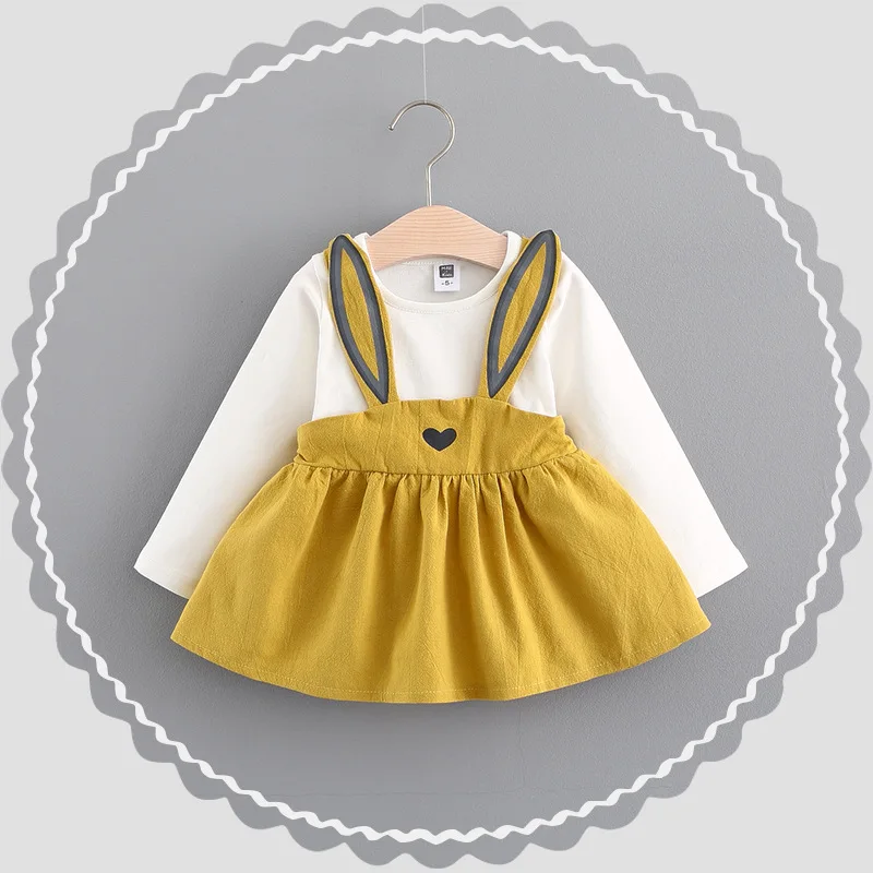 

Spring 2018 New style of Children's dress Korean version of Sweet Love long ears with a dress fresh little children's dress