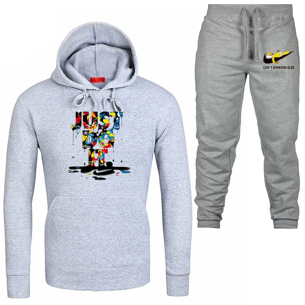 2019 New Hoodie Sweatshirt Men/Women Fashion Hoodies Sweatshirts+Sweatpants Suits Autumn Winter Warm Fleece Hooded Pullover