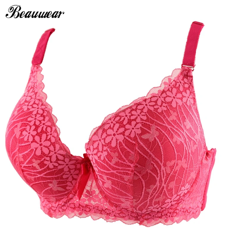 

Beauwear Sexy Floral Lace Unlined Bra C D DD Foam Cup Plus Size 90-115 Full Coverage Push Up Underwear