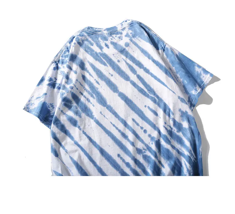 Темная икона светодиодная рок-футболка с коротким рукавом Tie Dye хип-хоп мужские футболки с круглым вырезом мужские футболки