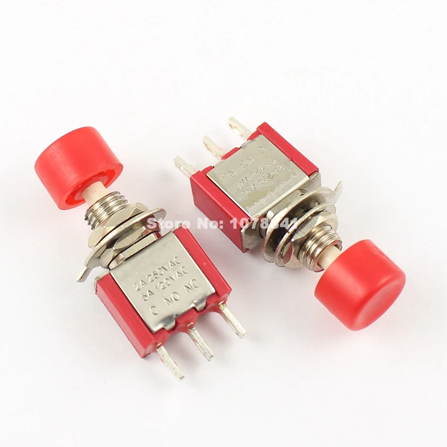 

10 Pcs Per Lot Momentary Red Push Button Switch 3 Pin SPDT