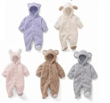 

Baby Coverall animal style thick Winter Long Sleeve Infant Coral Fleece Romper Boys Girls Animal Overall Cartoon Jumpsuit