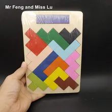 Деревянная головоломка Tangram головоломка доска игрушка тетрис игра пазл для тренировки мозга игрушки Дети