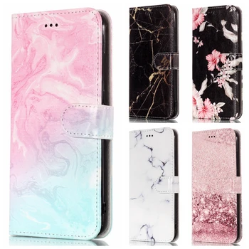 

Wallet Leather Case For LG Stylo4 Stylo 4 K8 K10 2018 G7 V30 Galaxy Note 9 J4 J6 J8 2018 Marble Flower Rock Flip Cover 60PCS