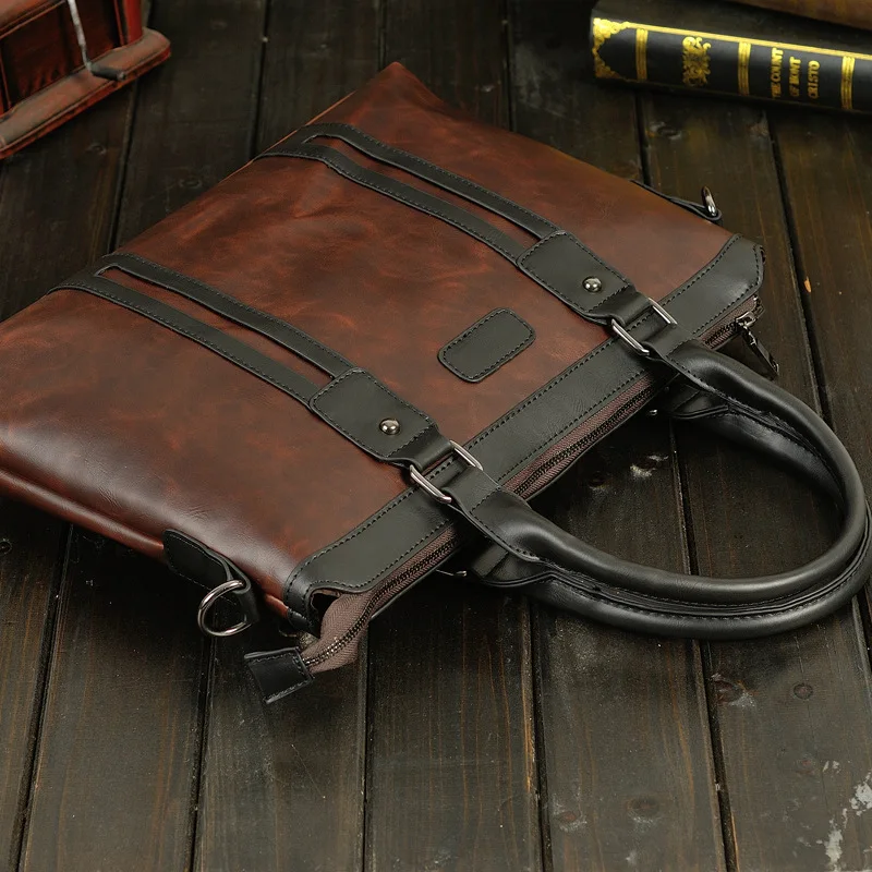 Мужская Crazy Horse кожаный портфель горизонтальные Сумки на плечо Crossbody сумка