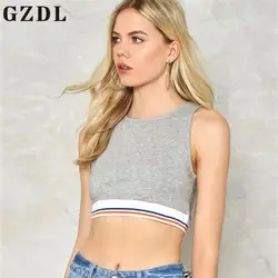 Gzdl серый Для женщин Slim Fit Лето Повседневное укороченный топ O Средства ухода за кожей Шеи Фитнес Топы корректирующие Блузки для малышек