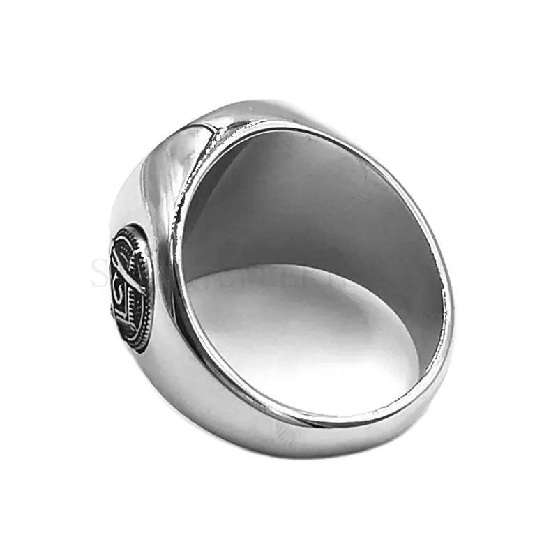 Classic Masonic Ring Stainless Steel Freemasonry Compass Masonic Motor Biker Ring Mens Women Ring Wholesale 831B 4