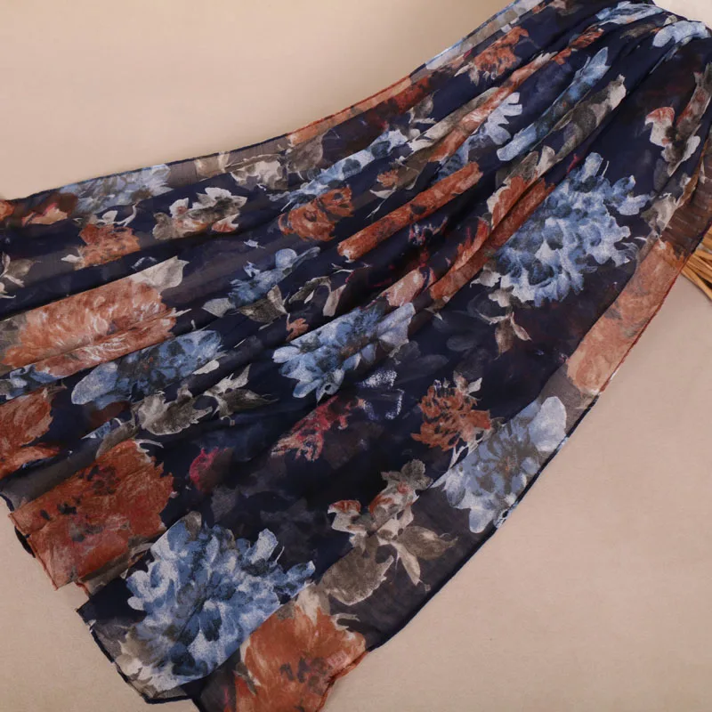 

New 2019 Autumn Winter Retro Floral Viscose Shawl Scarf Women Aztec Print Voile Wrap Pashmina Snood Muslim Hijab Sjaal 180*85Cm