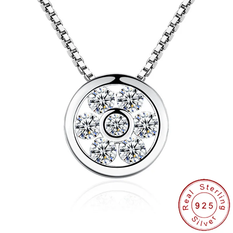 

Ladies Real 925 Sterling Silver Simple Small Round Pendant Necklace Girls Tiny Neckless Women Geometric Minimalist Jewelry SN025