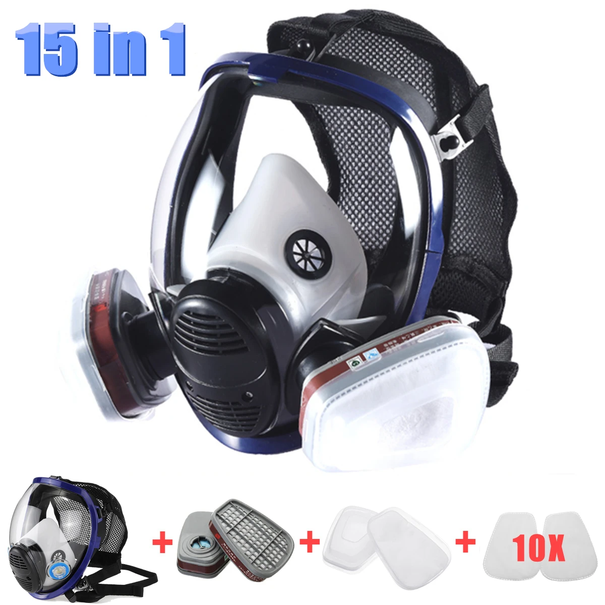 

15 In 1 Gas Mask for 6800 Full Face Facepiece Respirator Painting Spraying Chemical Laboratory Medical Safety Masks Large Size