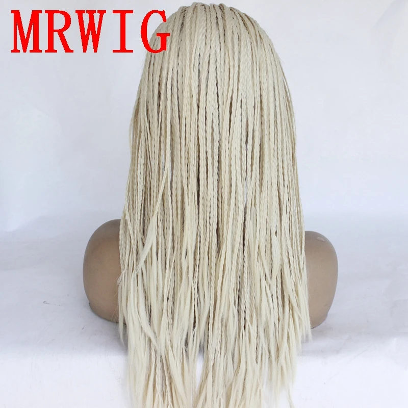 MRWIG #613 светлые волосы Цвет Плетеный косички синтетический передний парик шнурка