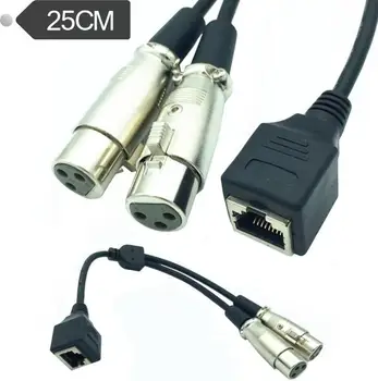 

LBSC 2 XLR 3 Pin Female To RJ45 Female Network Adapter Connector Cable(25cm)