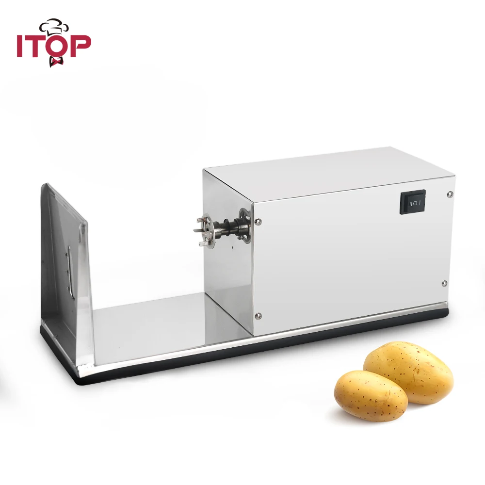 ITOP Electric Spiral Potato Cutter Vegetable Slicer Machine Tornado Potato Tower Machine Stainless Steel French Fries Cutters