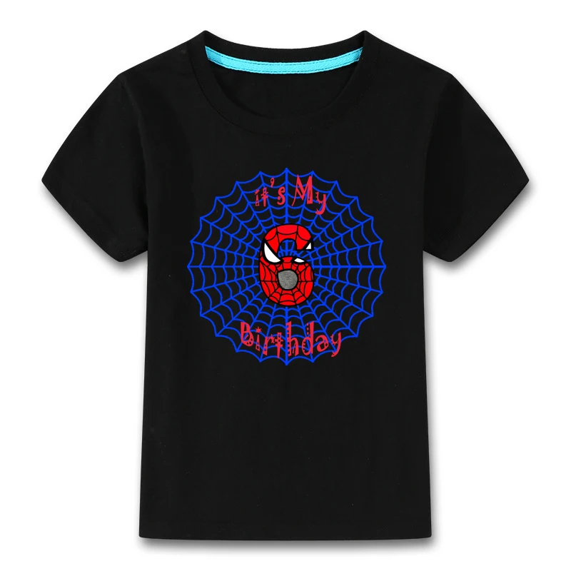 Unisex Fashionable Superman Hero Boys T Shirts Summer Short Sleeve Letter Print Pure Cotton Summer Kids Tops for Girls - Цвет: Black-06