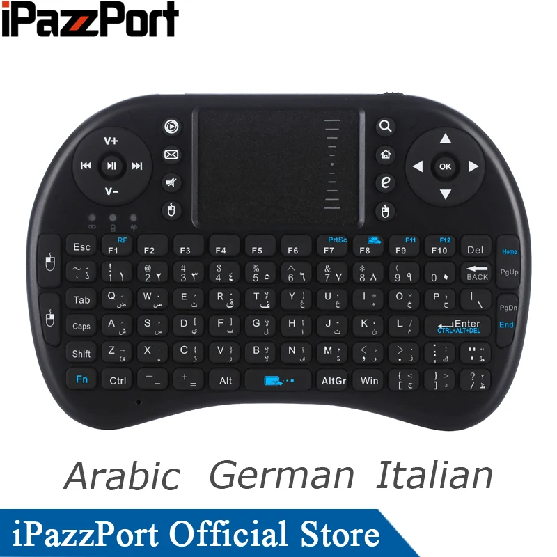 iPazzPort i8 Arabic Hebrew German Italian 2.4GHz Wireless Mini Keyboard Air Mouse with Touchpad for Android TV Box PC | Компьютеры и