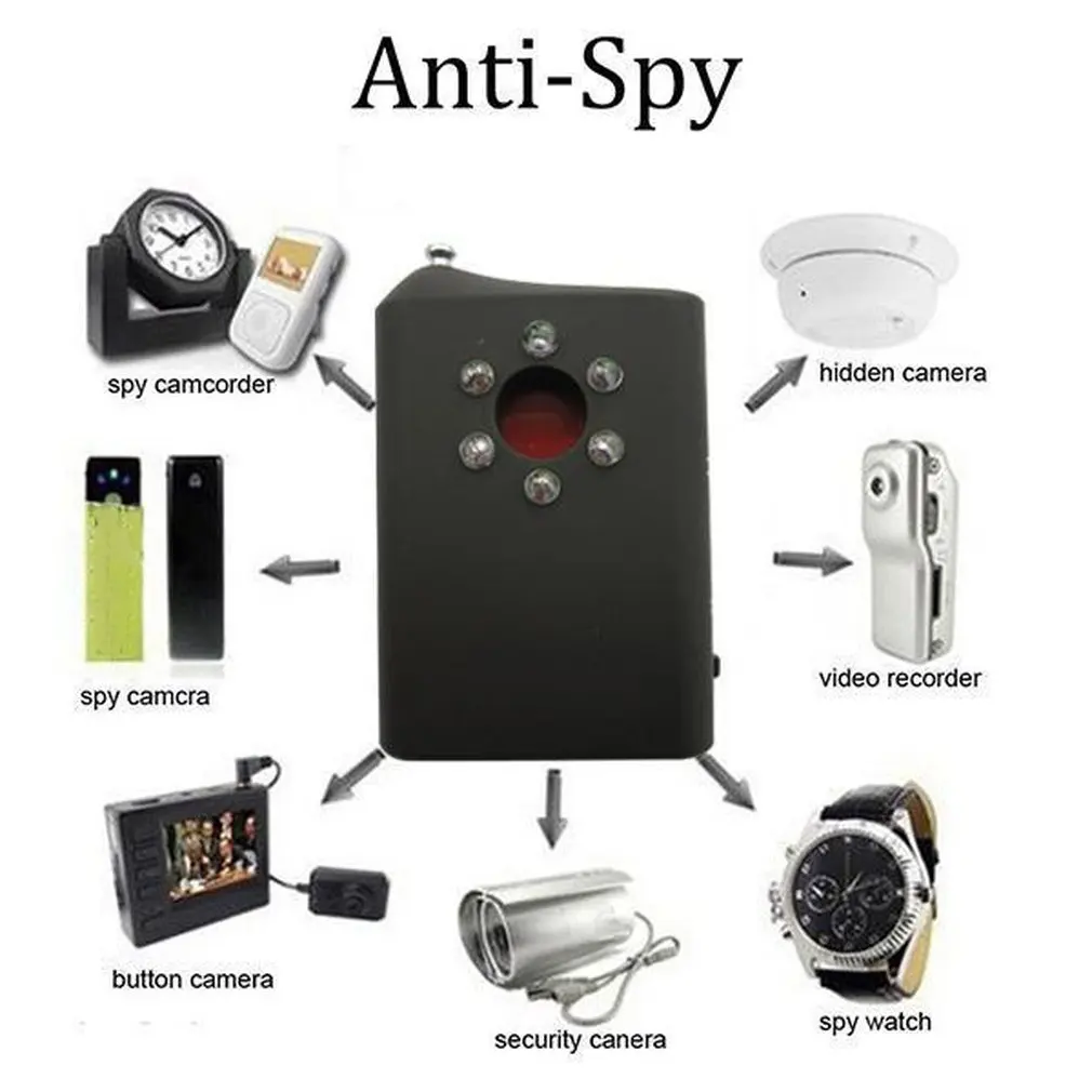Anti-Spy RF/LENS Detector For Wireless GPS Signal Hidden Mini Camera Lens Multi Function Bug Camera Signal Detector Finder Hot