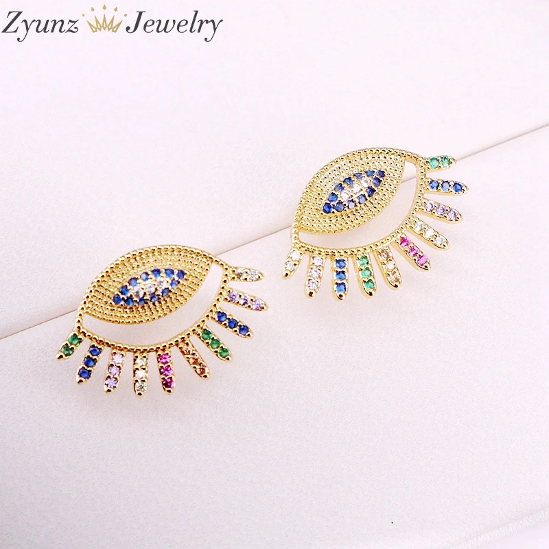 5 пар, серьги-гвоздики Циркон с радужным блеском, камень, золото, ресницы циркониевые серьги-гвоздики, серьги глаз, тонкие шпильки, Женские Ювелирные изделия