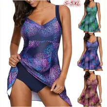 Новинка, танкини, купальные костюмы размера плюс S-5XL, женская одежда для плавания, Ретро стиль, купальный костюм, пуш-ап, купальный костюм, высокая талия, пляжная одежда