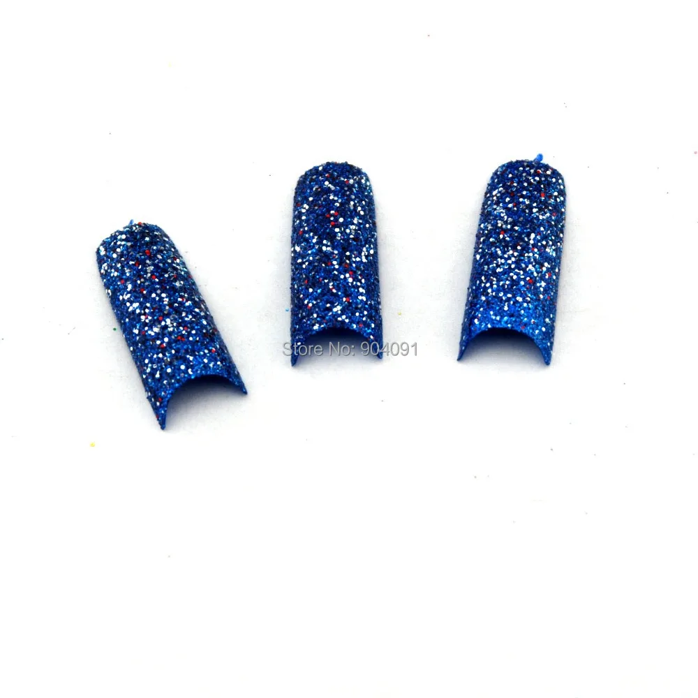 

NEW ARRIVAL 70PCS/LOT Blue Glitter Multicolored nail tip False Nail Trendy Art Design Nail artificial tip