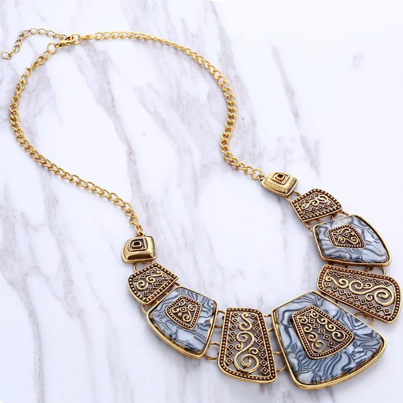 Ожерелье женское, эмалированное геометрическое ожерелье s& Кулоны, винтажная Золотая Серебряная цепочка, колье, массивное ожерелье, колье для женщин