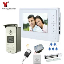 YobangSecurity 7″Inch Video Door Bell Phone Intercom RFID Card Access Control Door Entry System With Door Lock Remote Controller