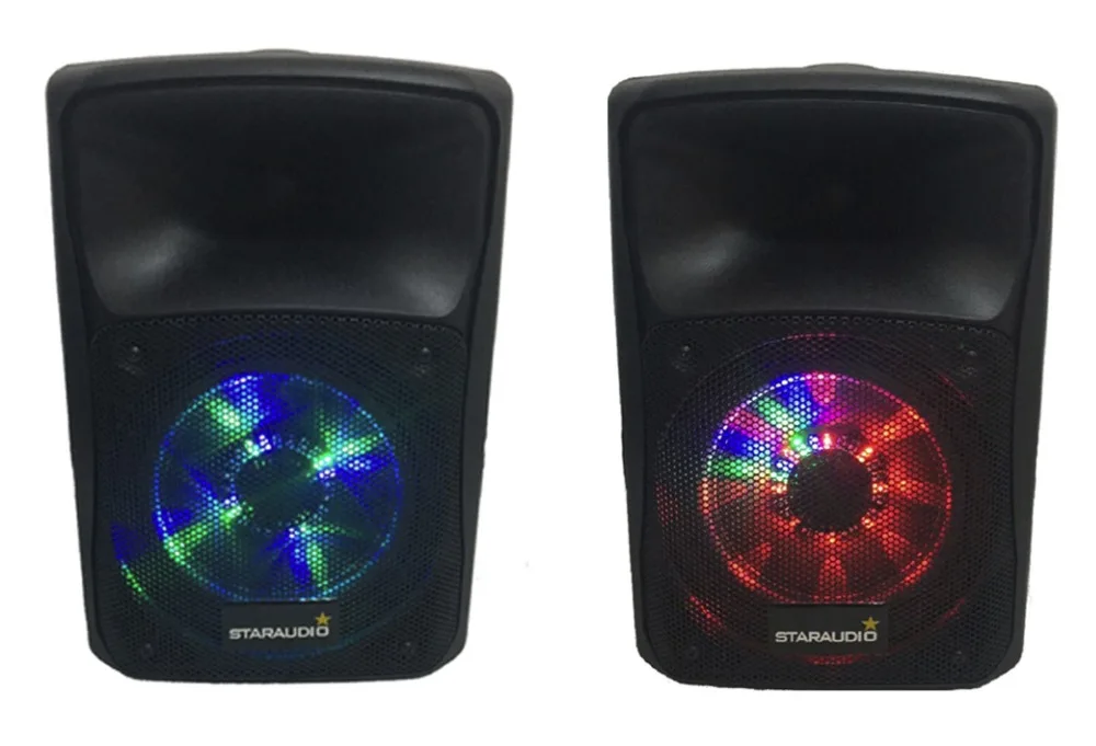 STARAUDIO Pro 800 Вт 8 &quotPA DJ SD BT USB MP3 Powered Stage Active RGB Light Speaker 1CH UHF Handheld Wireless Mic SBM 08RGB|battery