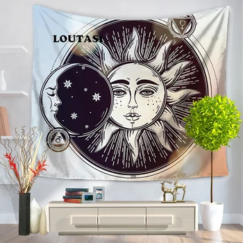 

LOUTASI Indian Mandala Tapestry Tai Chi Wall Hanging Tapestries Hippie Bohemian Black Brown Decorative Wall Carpet Yoga Mats