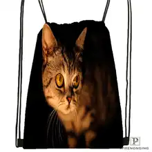 На заказ spacecat(36) походная сумка на шнурке милый рюкзак для детей(черная спинка) 31x40 см#180612-03-cat