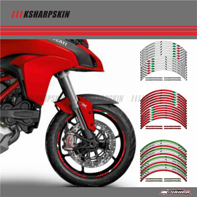 

12 X Thick Edge Outer Rim Sticker Stripe Wheel Decals FIT all DUCATI MULTISTRADA 1260 1200 1200s