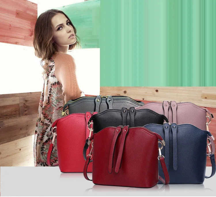 MJ Bag Ladies Genuine Leather Messenger Bag Female Real Leather Cowhide Shell Bags Womens Crossbody Shoulder Bags Solid Small (1)