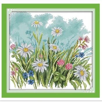 

The Wild Flowers DMC Cross Stitch Fabric Embroidery Cross Set Chinese Counted Cross Stitch Pattern 11CT 14CT Printed On Canvas
