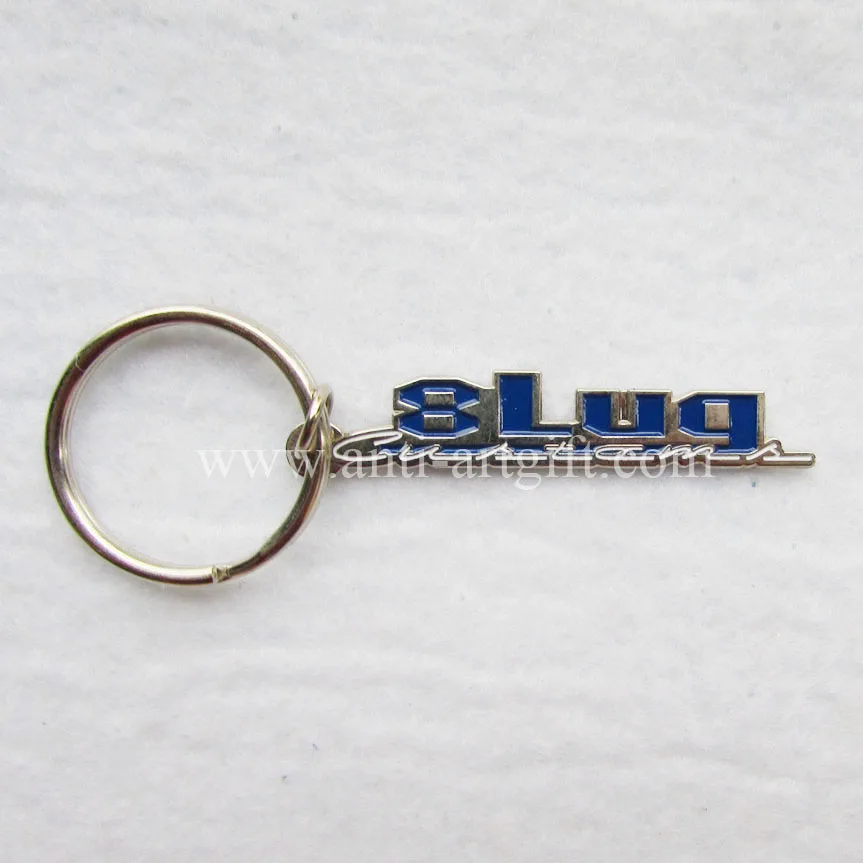 

Customized soft enamel metal keychain "8LUG' logo with a ring