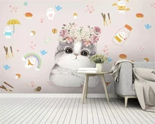 beibehang Custom 3d wallpaper mural Modern cartoon kitten flower children room wall TV living room background wall 3d wallpaper beibehang Custom 3d wallpaper mural Modern cartoon kitten flower children room wall TV living room background wall 3d wallpaper