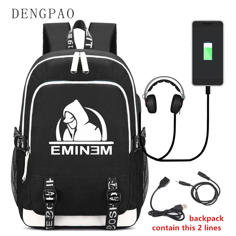 

DENGPAO Eminem Bag Laptop Fashion Backpack Male School Backpack for Boys Girls Teenagers Satchel Female Casual Children Bookbag