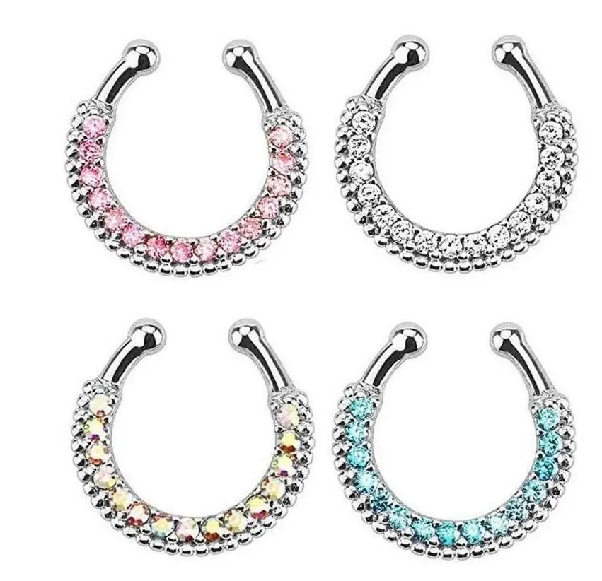 

moda joyas Fashion Faux Hoop Nose Ring Fake Piercing Septum Clip On Nose Septo Clicker Cheater Body Jewelry