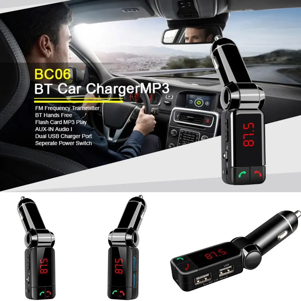 Автомобильный беспроводной Bluetooth fm-передатчик Mp3 2,0> 60dB плеер USB 87,5-108 MHz зарядное устройство для 12V 5V2A 10-15m телефона