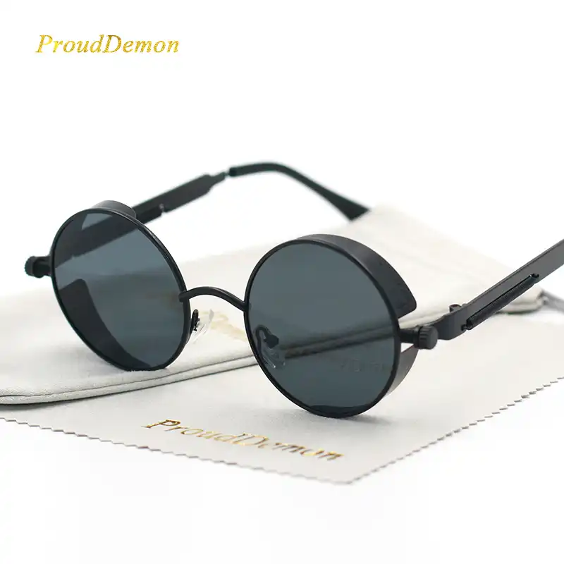 Brand Men Designer Metal Retro Oculos Circle Gothic Uv400 Steampunk Glasses Vintage Sun Round Mirrored Women Sunglasses For vm0wnN8