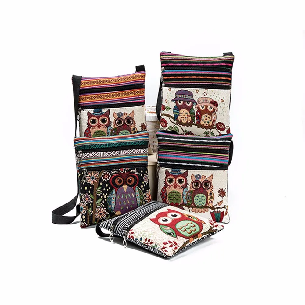 

Fashion Crossbody Bag 2019 Embroidered Owl Tote Bags Women Shoulder Bag Handbags Postman Package