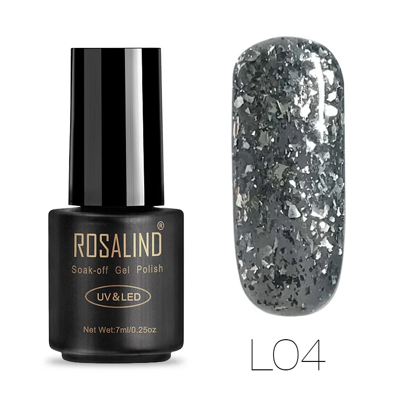ROSALIND 7 мл Гель-лак для ногтей алмазный блестящий гель W01-29 Гель-лак для ногтей Дизайн ногтей УФ и светодиодный замачивающийся блеск маникюрные ногти - Цвет: L04