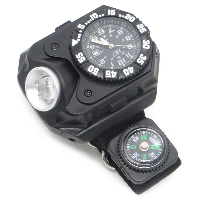Avec Bracelet Tactique 6 Fichiers La Rechargeable Fonction De Boussole Multifonctionnelle Montre Lampe Poche Sport Sos Led bvYfI7g6y