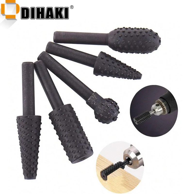 

5pcs Woodworking Profiled rotating rasp steel Engraving Pattern Cutter Milling Grinding Head conductor for drilling Power Tools